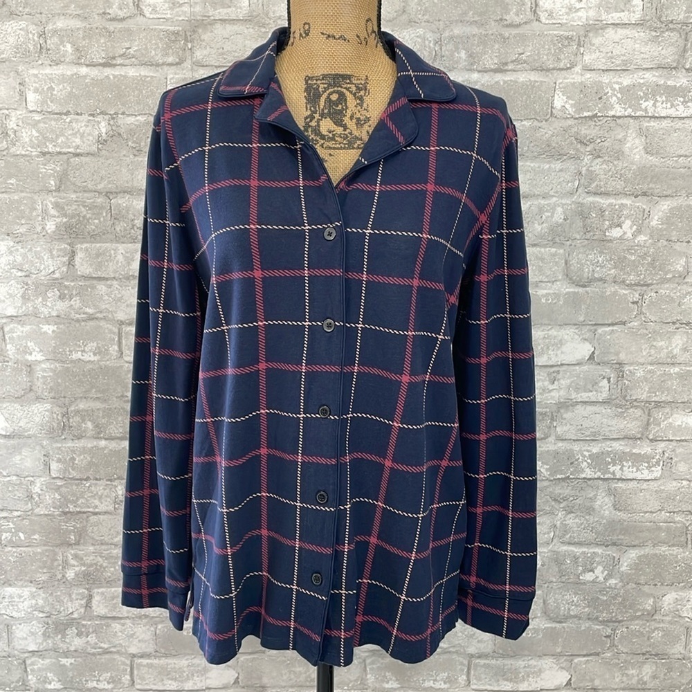 Soma Navy Plaid PJ Top